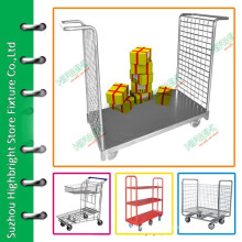Warehouse metal platform trolley for cargo transportation